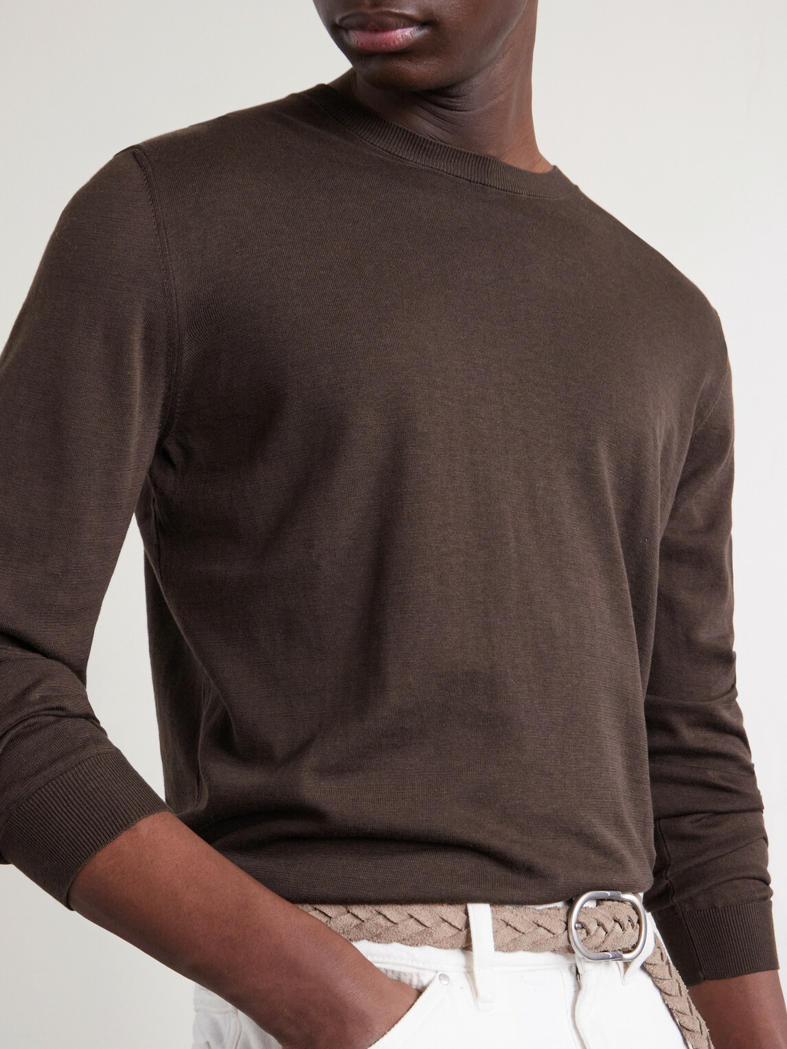 Slowear - Cotton and Silk-Blend Sweater - Brown