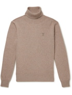 AMI PARIS - Slim-Fit Logo-Embroidered Recycled Cashmere Rollneck Sweater - Neutrals