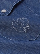 SKY HIGH FARM - Perennial Logo-Embroidered Denim Western Shirt - Blue