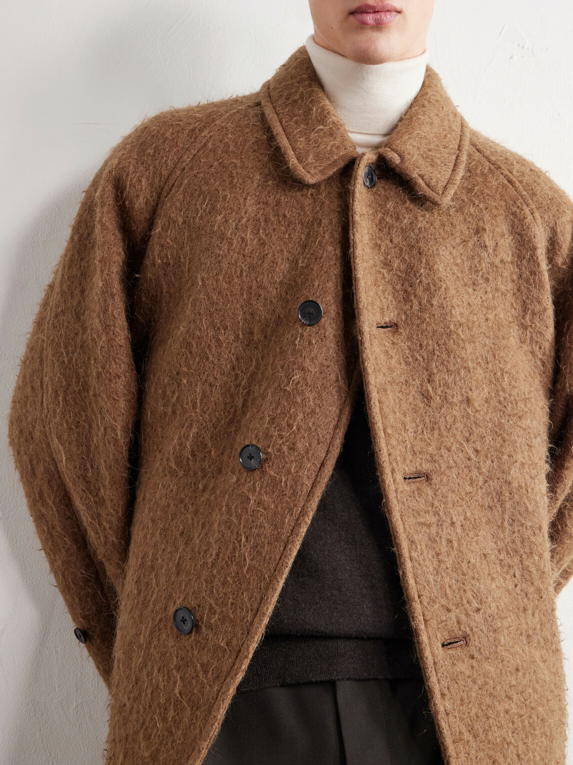 Kaptain Sunshine - Brushed Wool-Blend Woven Coat - Brown