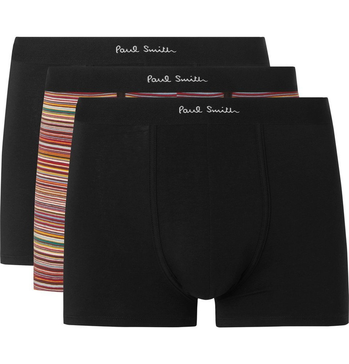 Photo: Paul Smith - Three-Pack Stretch-Cotton Boxer Briefs - Black