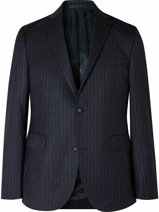 Photo: Officine Générale - 375 Pinstriped Wool-Twill Suit Jacket - Blue