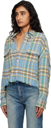 R13 Blue Cropped Work Shirt