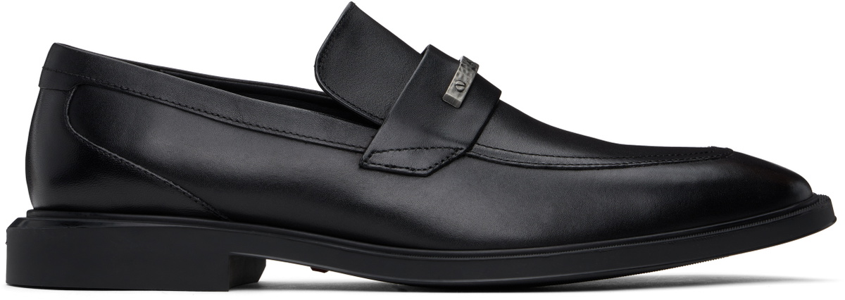 HUGO ブラッシュオフレザー ローファー 26cm Hugo Black Brush-Off Leather Loafers Hugo Boss