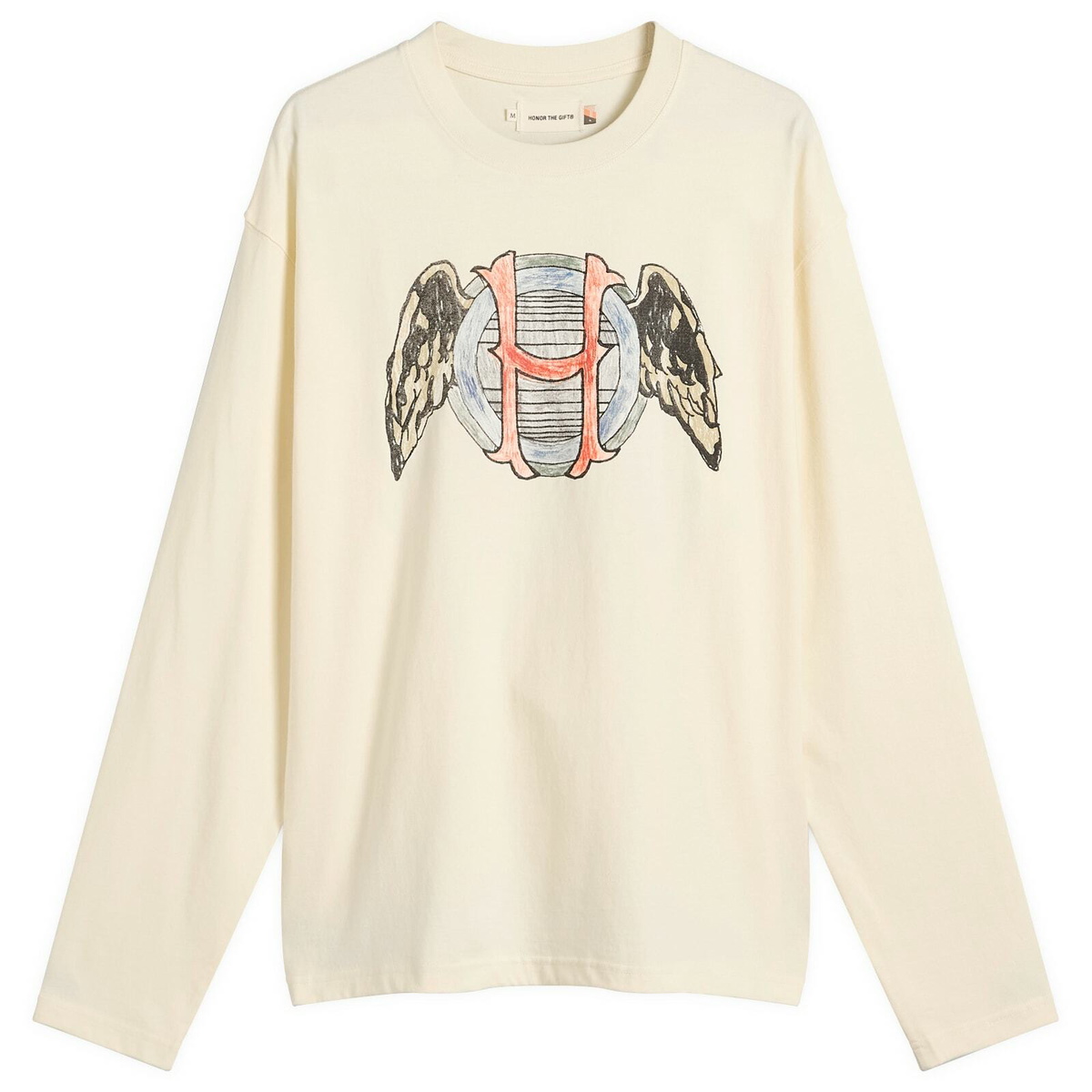 Honor the Gift Men's Honor Wings Long Sleeve T-Shirt in Bone