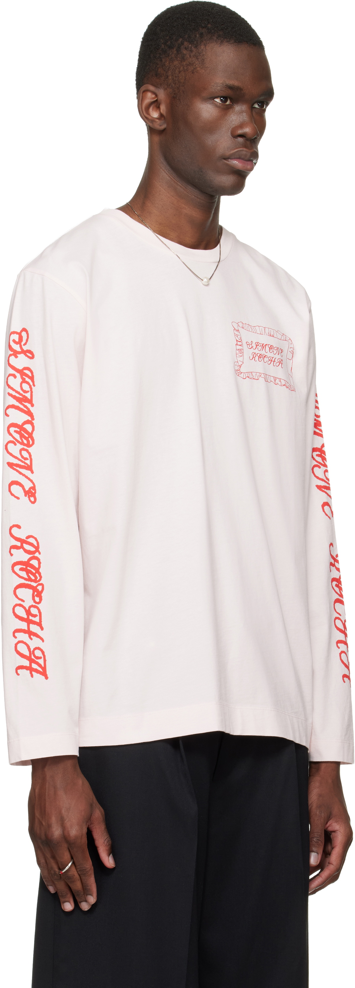 Simone Rocha Pink Pillowcase Logo Print Long Sleeve T-shirt