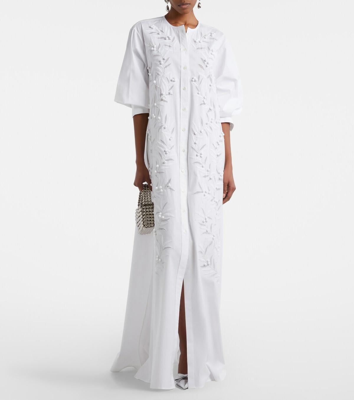 Carolina Herrera Embroidered cotton-blend gown