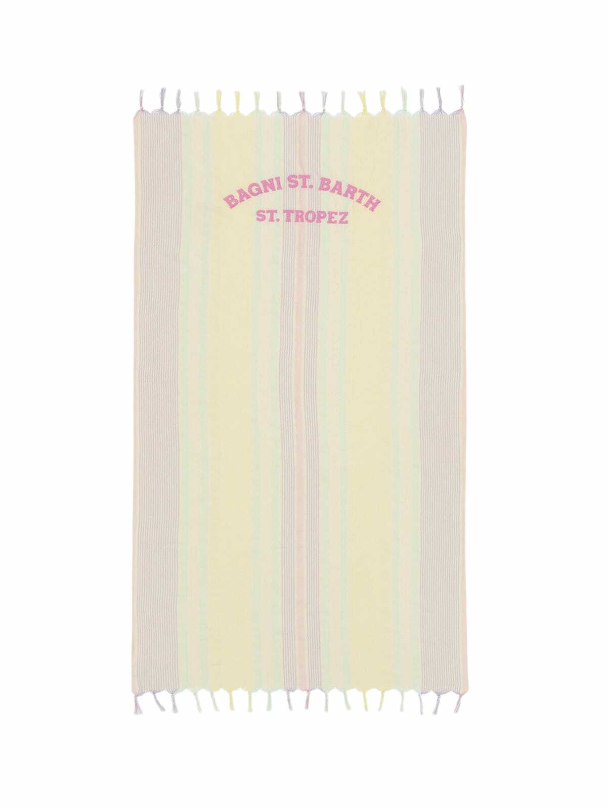 MC2 Saint Barth Light Cotton Beach Towel Fouta With Multicolor Striped Print And Embroidery