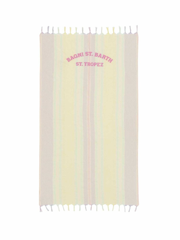 Photo: MC2 Saint Barth Light Cotton Beach Towel Fouta With Multicolor Striped Print And Embroidery