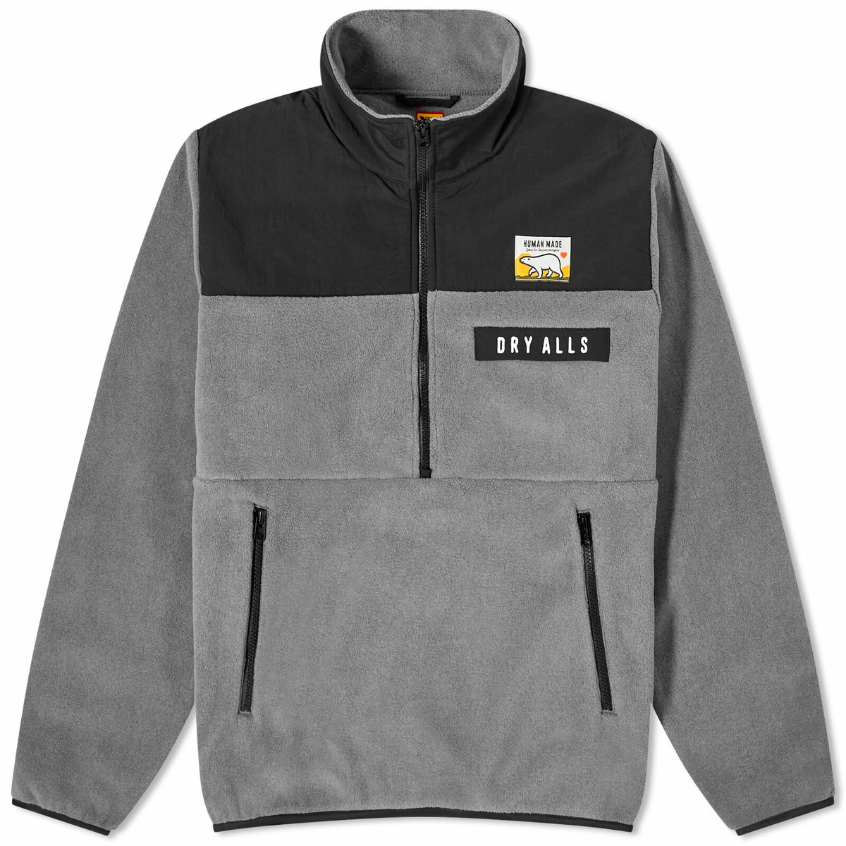 Human Made Men's Fleece Half-Zip Jacket in Grey Human Made