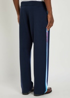 DRÔLE DE Monsieur Le Pantalon Maille Striped Merino Wool Track Pants Navy