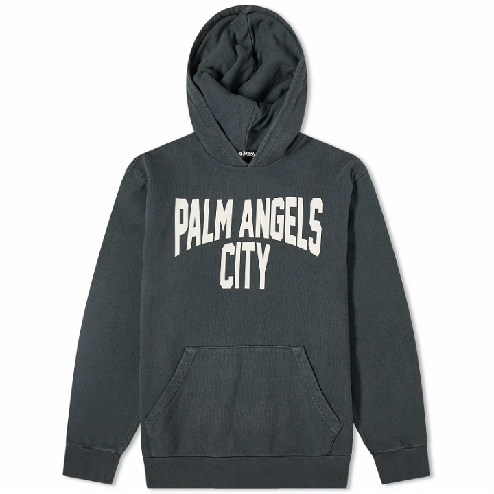 Photo: Palm Angels Men's PA City Popover Hoody in Washed Black