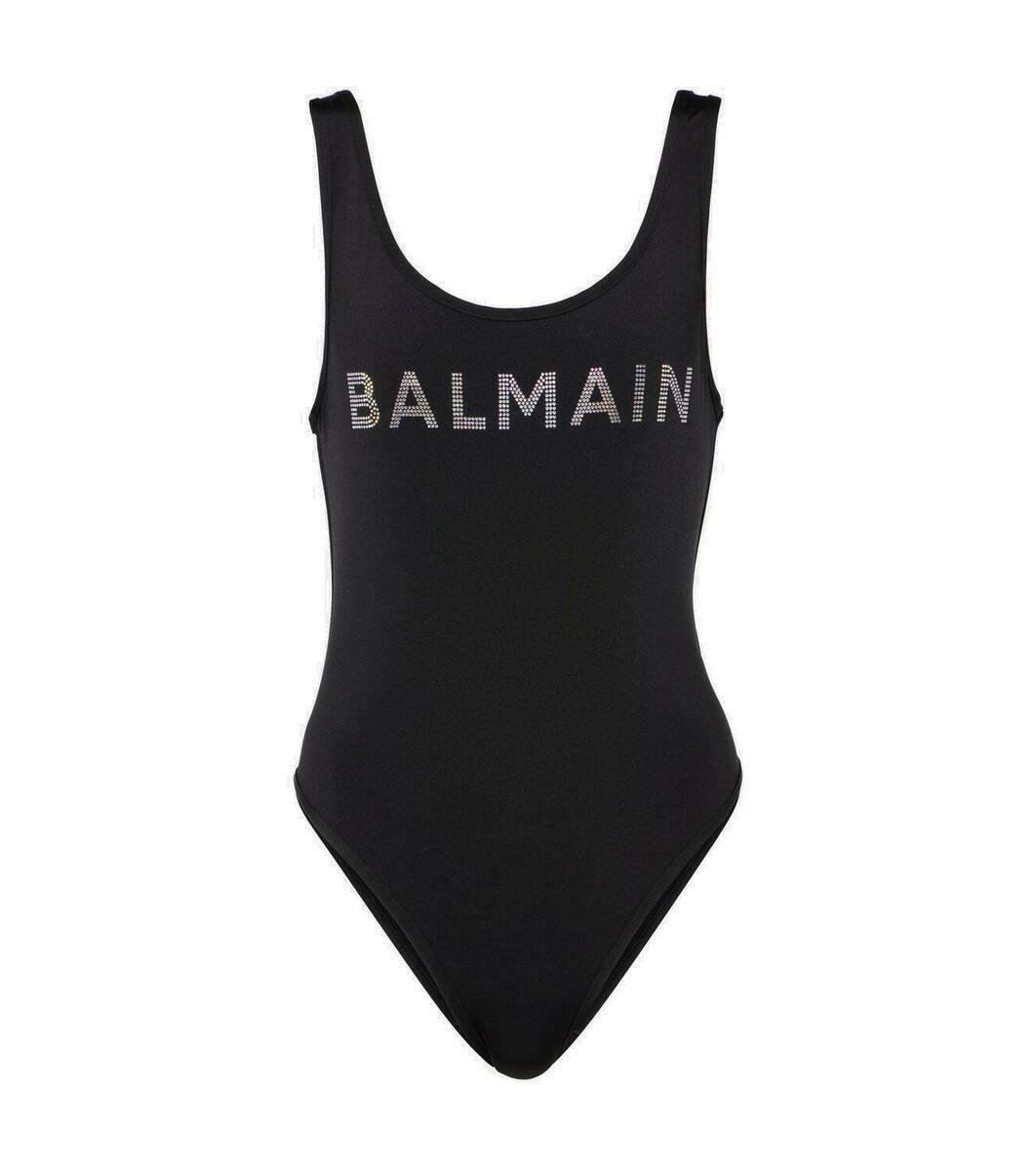 Balmain Logo embellished swimsuit Balmain