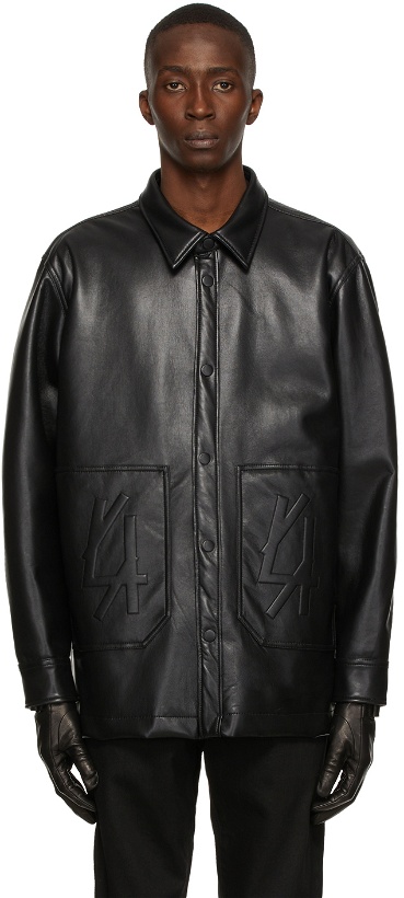Photo: 44 Label Group Black Recycled Leather Hatay Overshirt Jacket