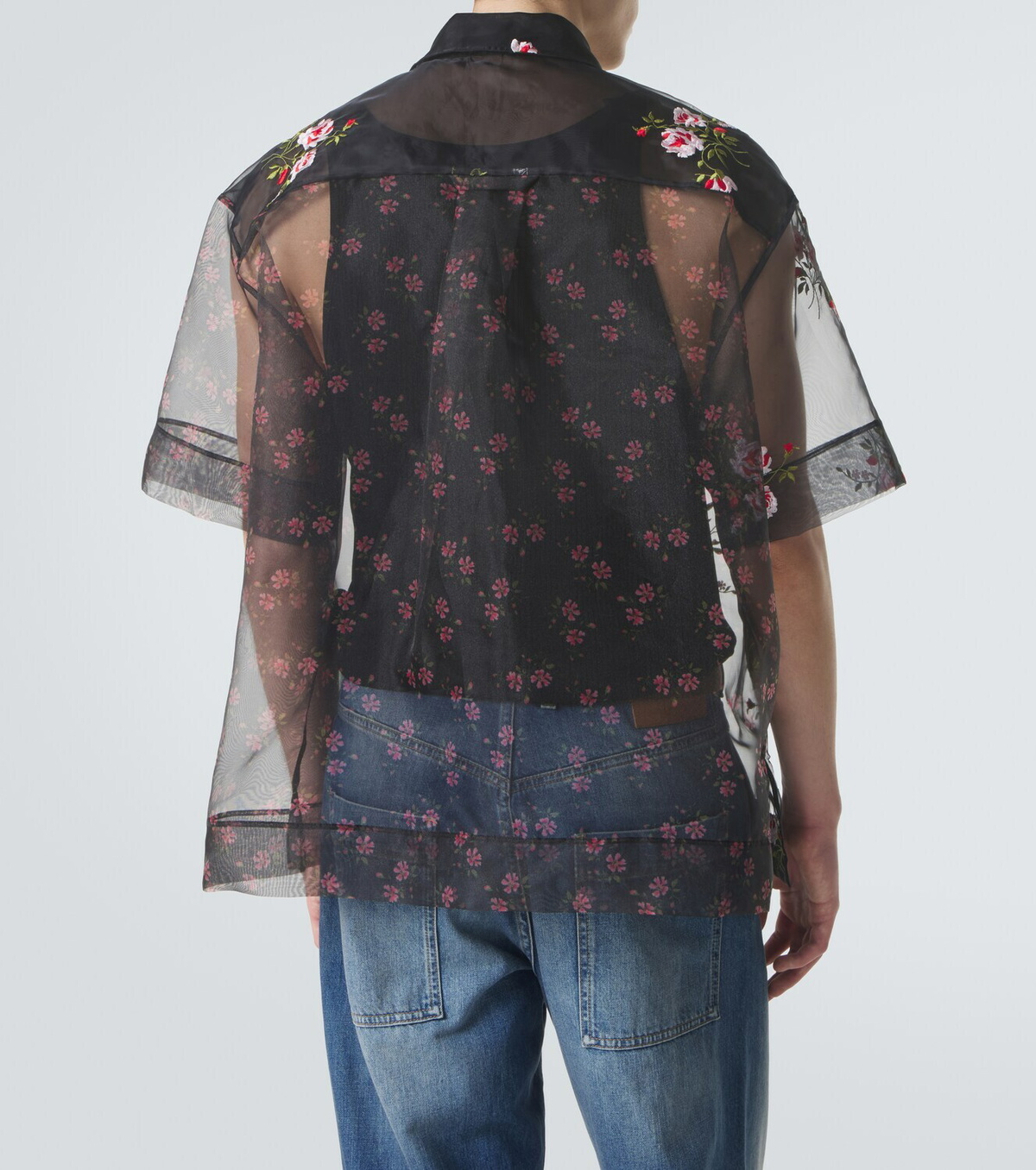 Simone Rocha Floral sheer organza shirt