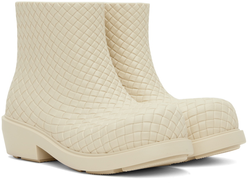 Bottega Veneta Off-White Fireman Ankle Boots Bottega Veneta