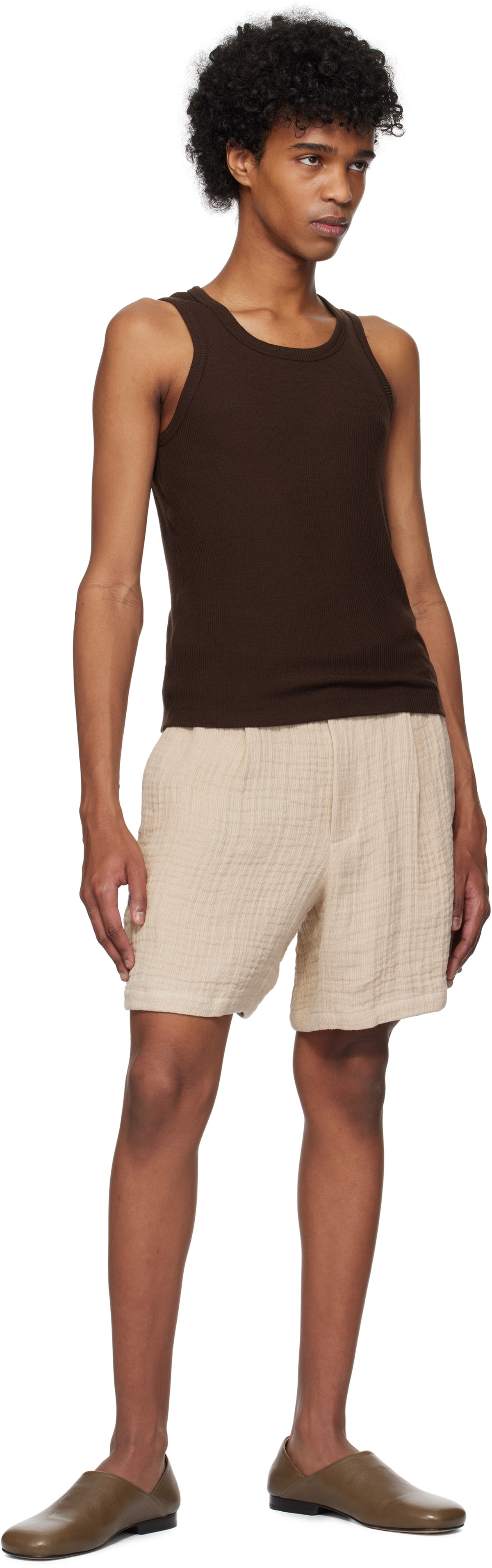 Tonywack Brown Super Fine Wool Ribbed Tank Top