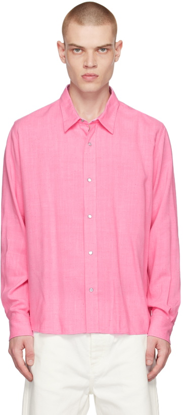 Photo: AMI Paris Pink Press-Stud Shirt