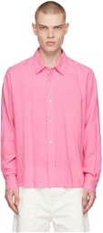 AMI Paris Pink Press-Stud Shirt