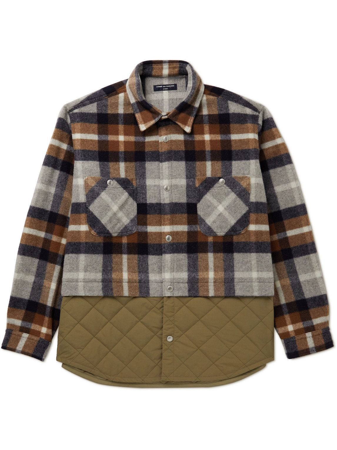 Comme des Garçons HOMME - Checked Wool-Blend-Flannel and Quilted Shell ...