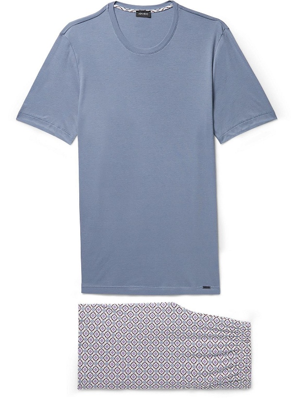 Photo: Hanro - Night & Day Printed Cotton-Jersey Pyjama Set - Blue