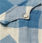 RRL - Buffalo-Checked Cotton and Linen-Blend Flannel Shirt - Blue