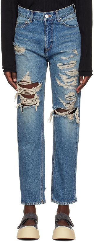 Photo: PERVERZE Blue Nano Mist Damaged Jeans