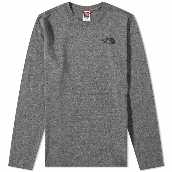 Photo: The North Face Men's Long Sleeve Red Box T-Shirt in Medium Grey Heather