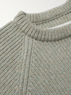 MAISON MARGIELA - Ribbed Contrast-Tipped Mélange Alpaca-Blend Sweater - Gray - M