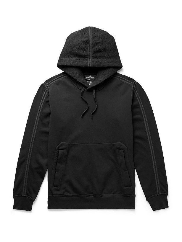 Photo: Stone Island Shadow Project - Shaggy Pile Shell-Trimmed Panelled Fleece and Tech-Jersey Hoodie - Black