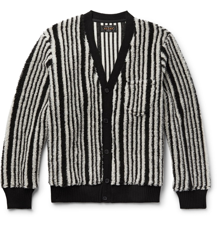 Photo: Beams Plus - Striped Fleece Cardigan - Black