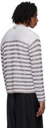 Ferragamo White & Brown Striped Sweater