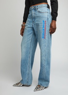 Alexanderwang.t Logo-print Barrel-leg Jeans Indigo