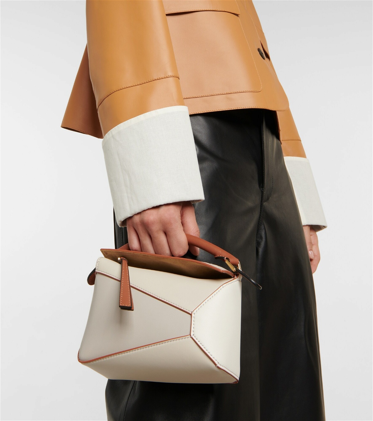 LOEWE beige Small Leather Puzzle Top-Handle Bag