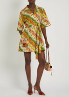 Alemais Janine Printed Belted Cotton Mini Shirt Dress Multicoloured