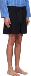 Tekla Black Poplin Pyjama Shorts