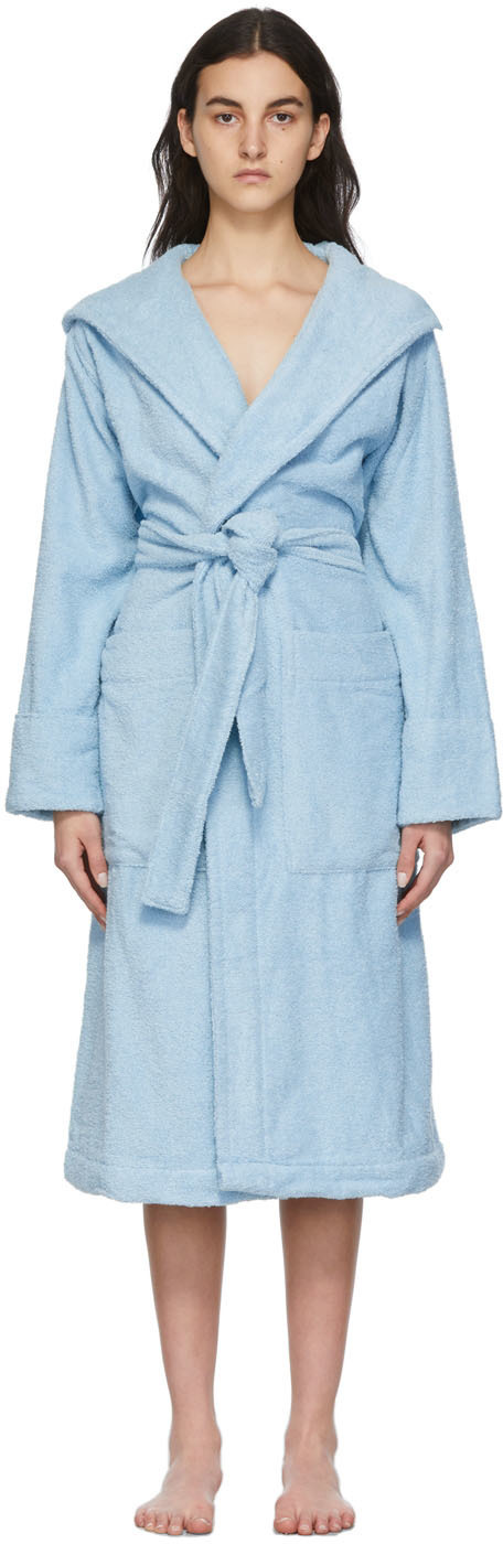 Blue Terry Robe Tekla Blue Terry Hooded Robe Tekla Fabrics