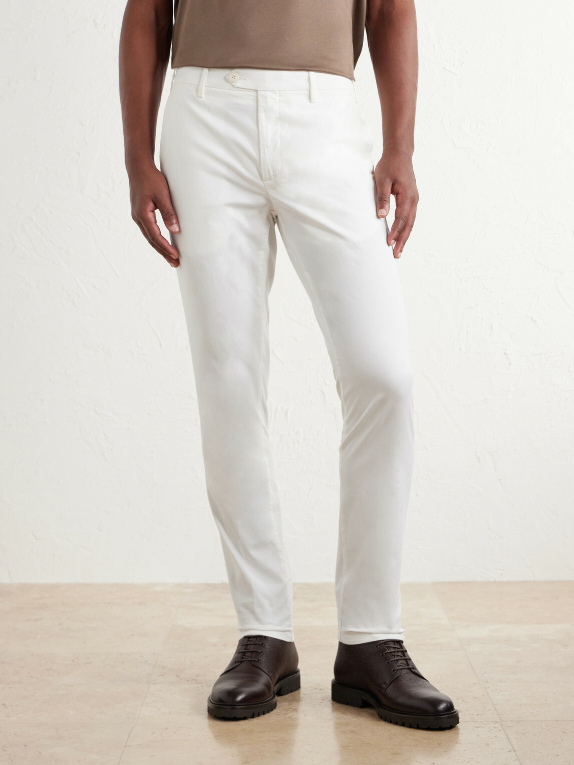 Canali - Tapered Stretch Cotton-Twill Trousers - White