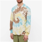 thisisneverthat Men's Long Sleeve Tie Dye T-Shirt in Yellow/Brown/Blue