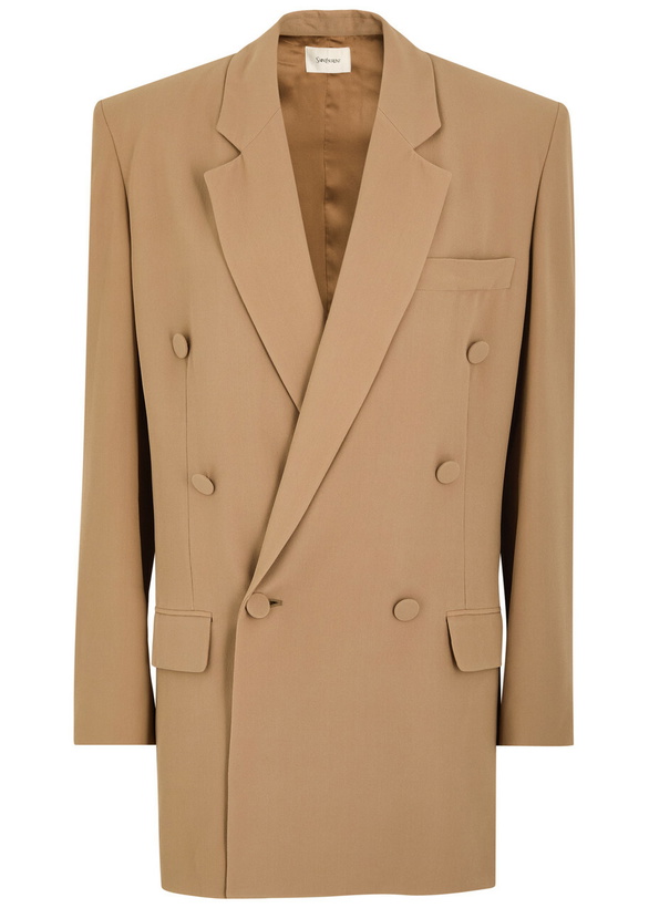 Photo: Yves Saint Laurent Manteau Oversized Silk-chiffon Blazer Brown