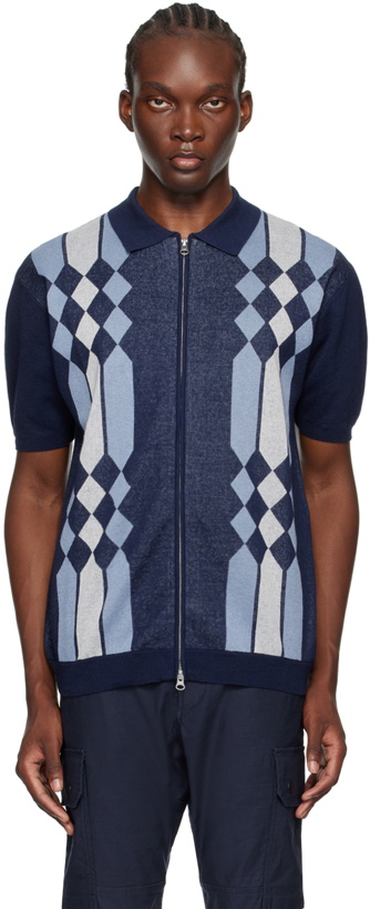 Photo: BEAMS PLUS Navy Argyle Polo