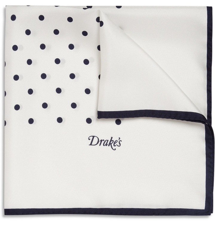 Photo: Drake's - Polka-Dot Silk Pocket Square - White