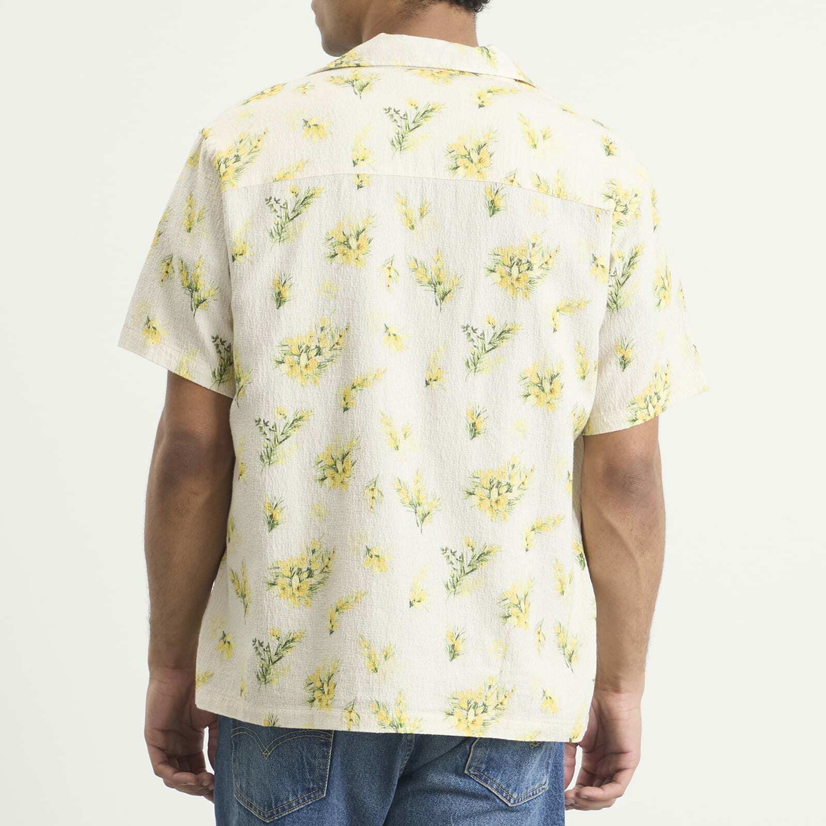 Kestin Men's Gorse Print Crammond Shirt in Ecru