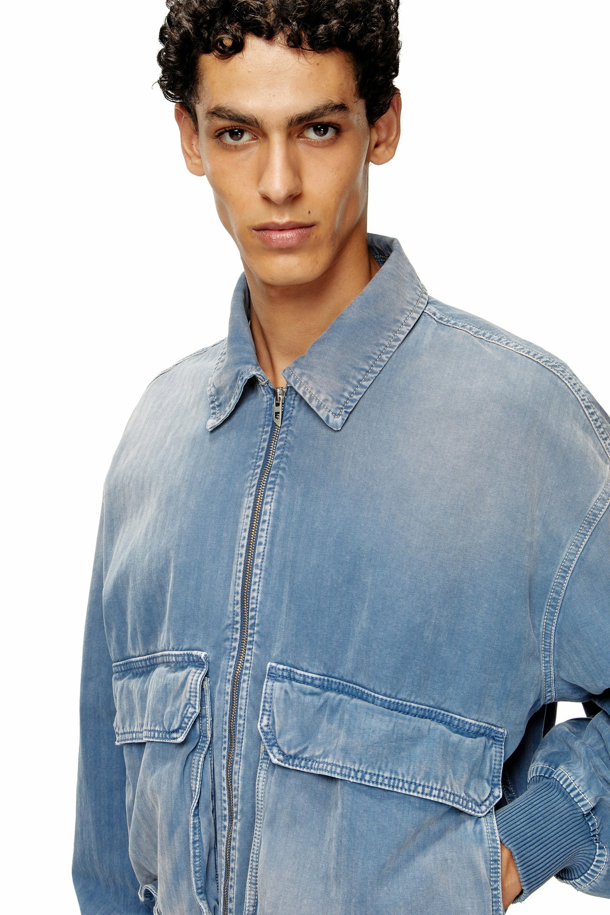 Diesel Jacket in coloured herringbone denim - Denim Jackets - Unisex - Blue