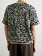Wacko Maria - Logo-Embroidered Leopard Cotton-Jacquard Polo Shirt - Gray