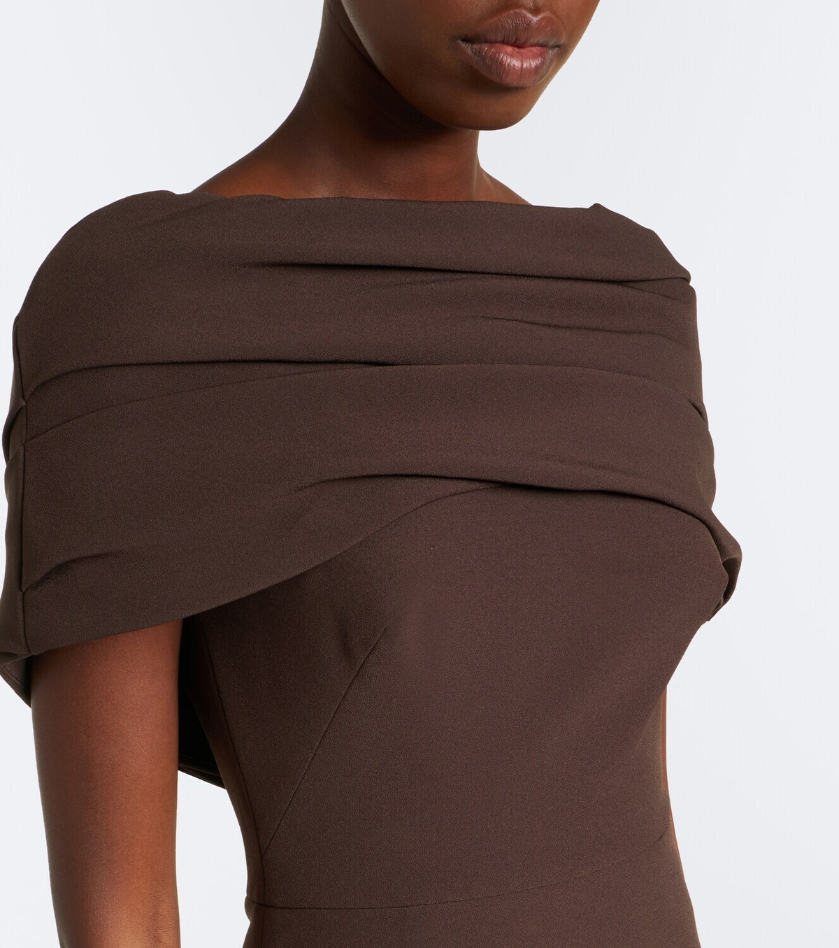 Safiyaa Loura draped peplum crêpe gown