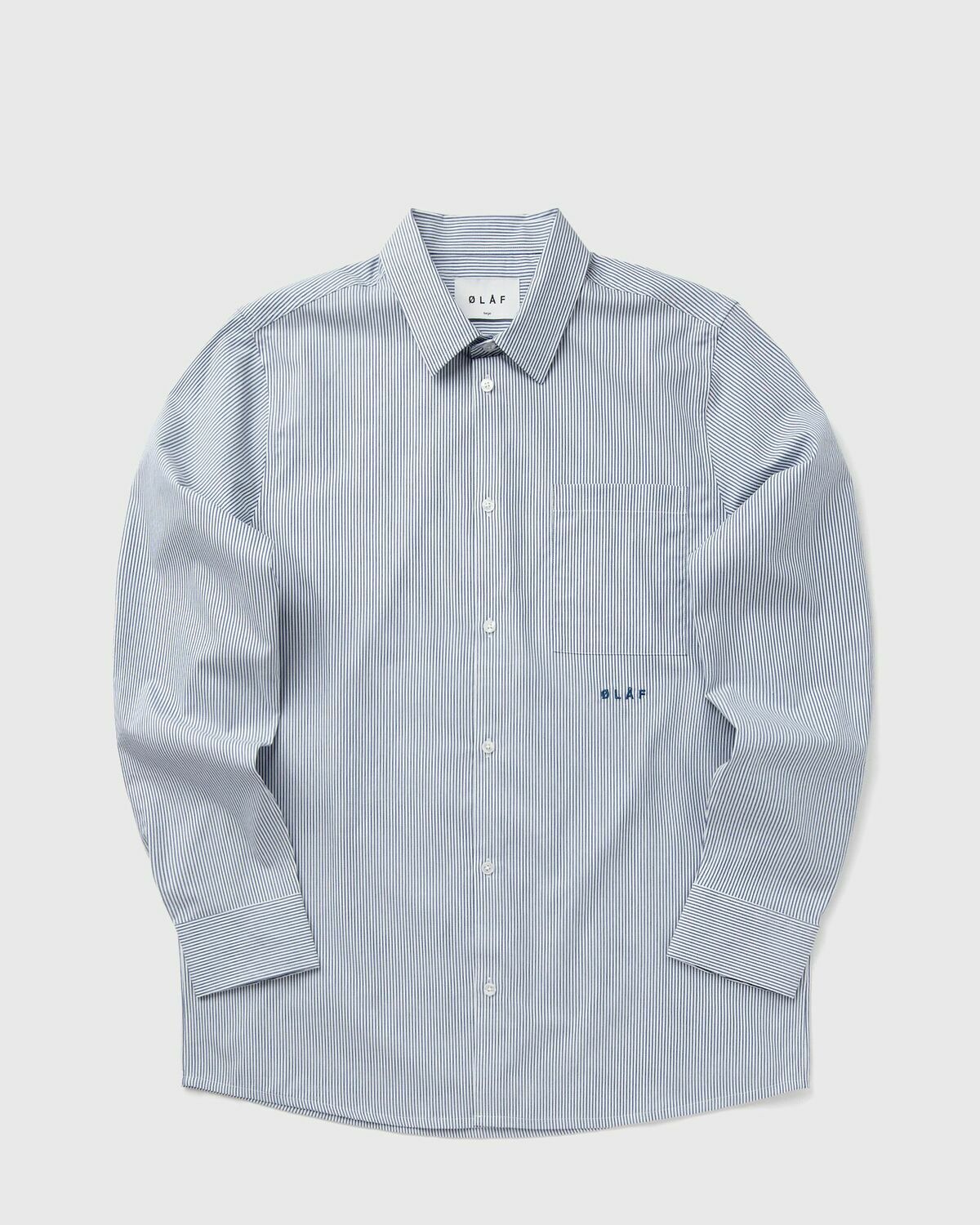 ØLÅF OXFORD STRIPE SHIRT LS Blue Mens Longsleefe