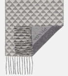 Prada Logo wool and cashmere jacquard scarf