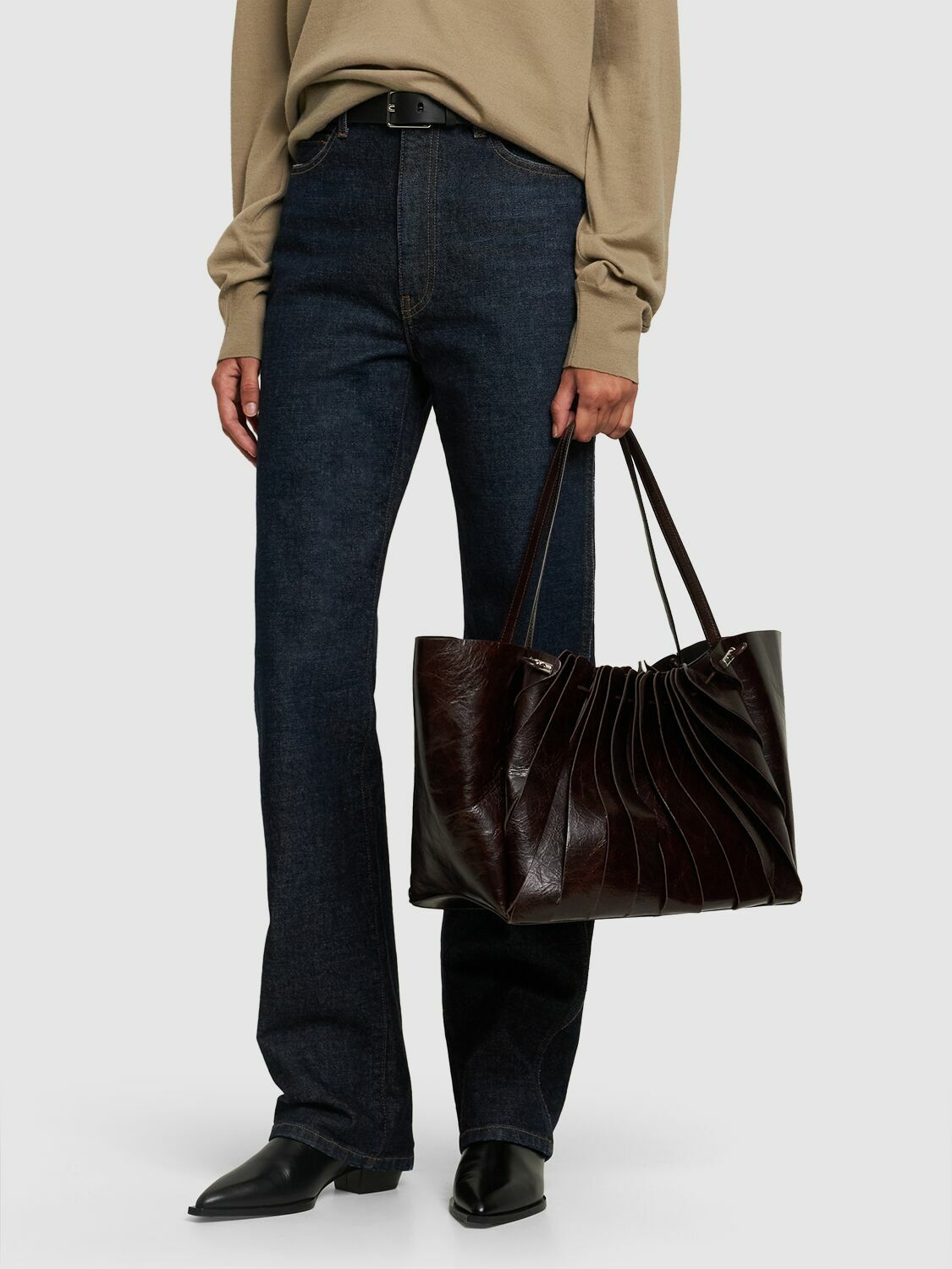 COPERNI - Cabas Petal Leather Shoulder Bag Coperni