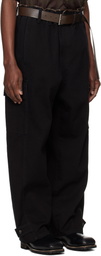 System Black Cotton Binded Cargo Pants